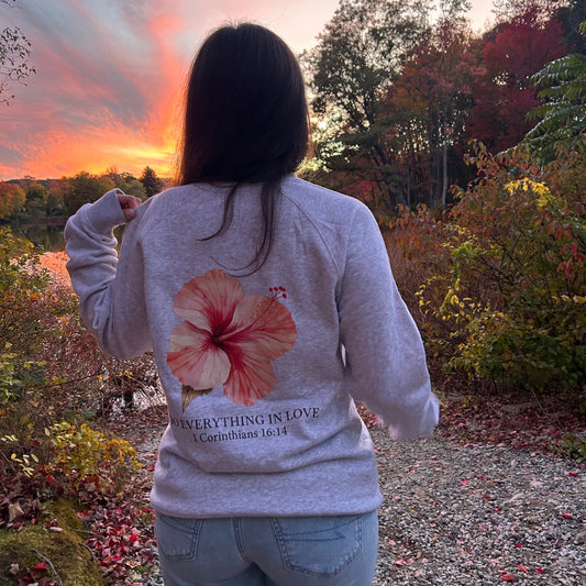Heather Grey Flower Crewneck