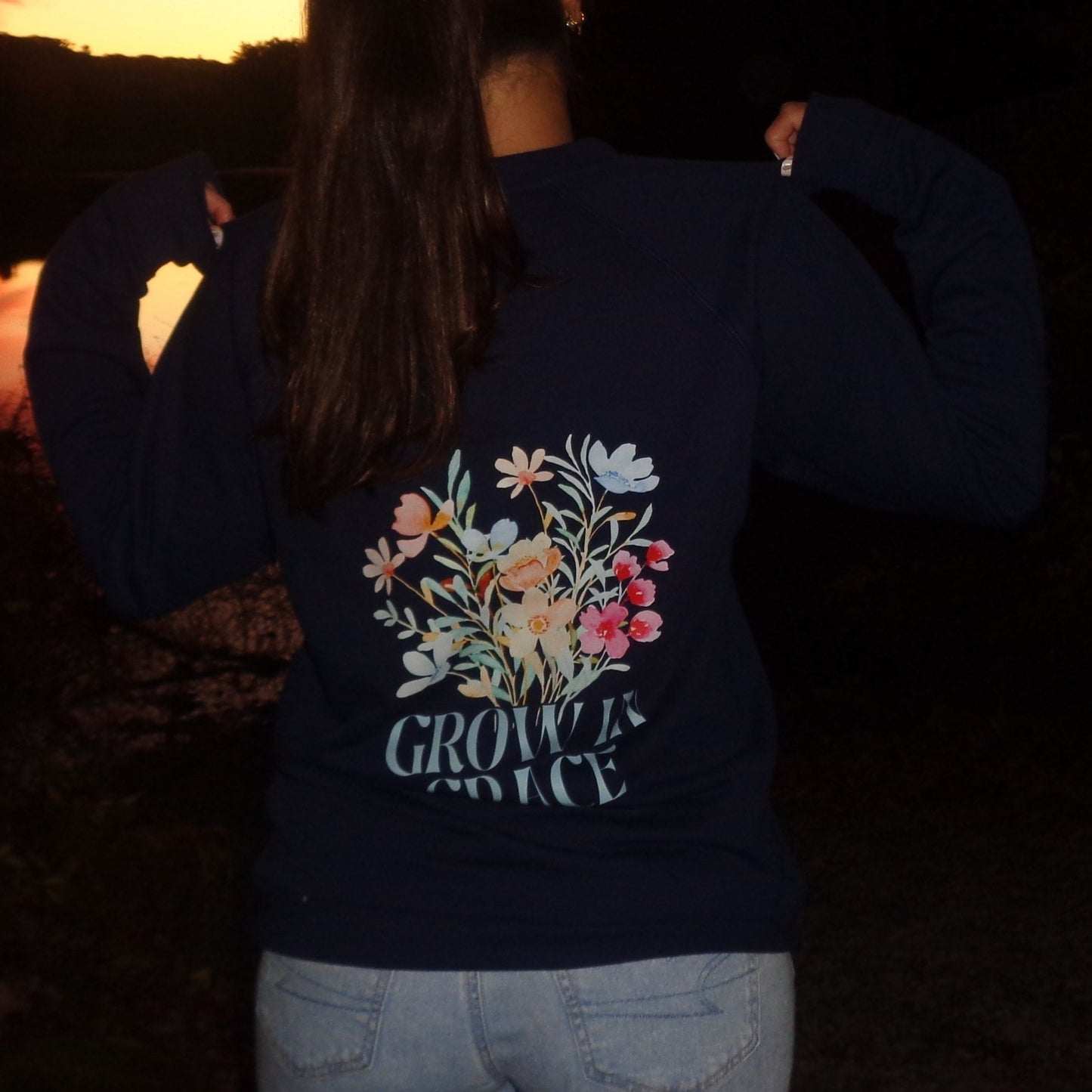 Navy Blue "Grow in Grace" Crewneck
