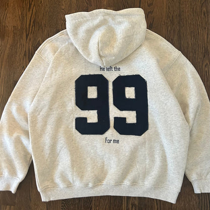 He Left the 99 for Me Ash Grey Hoodie